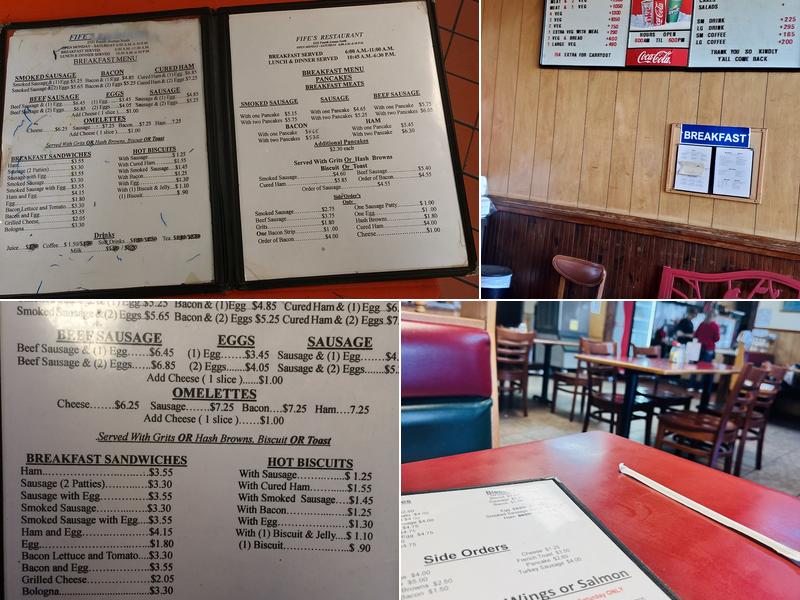 Fife’s Restaurant Menu