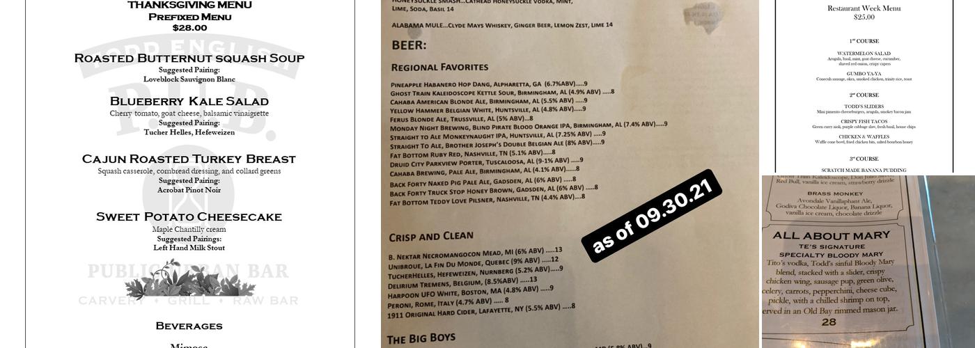 Todd English P.U.B. Menu