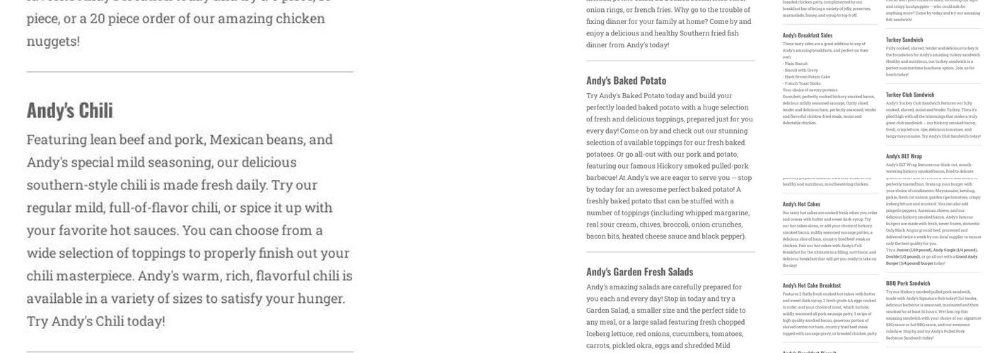Andy's Menu