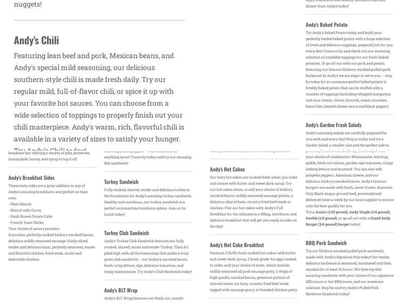 Andy's Menu