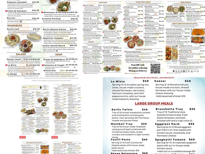 Limoncello Pizzeria Napoletana Menu