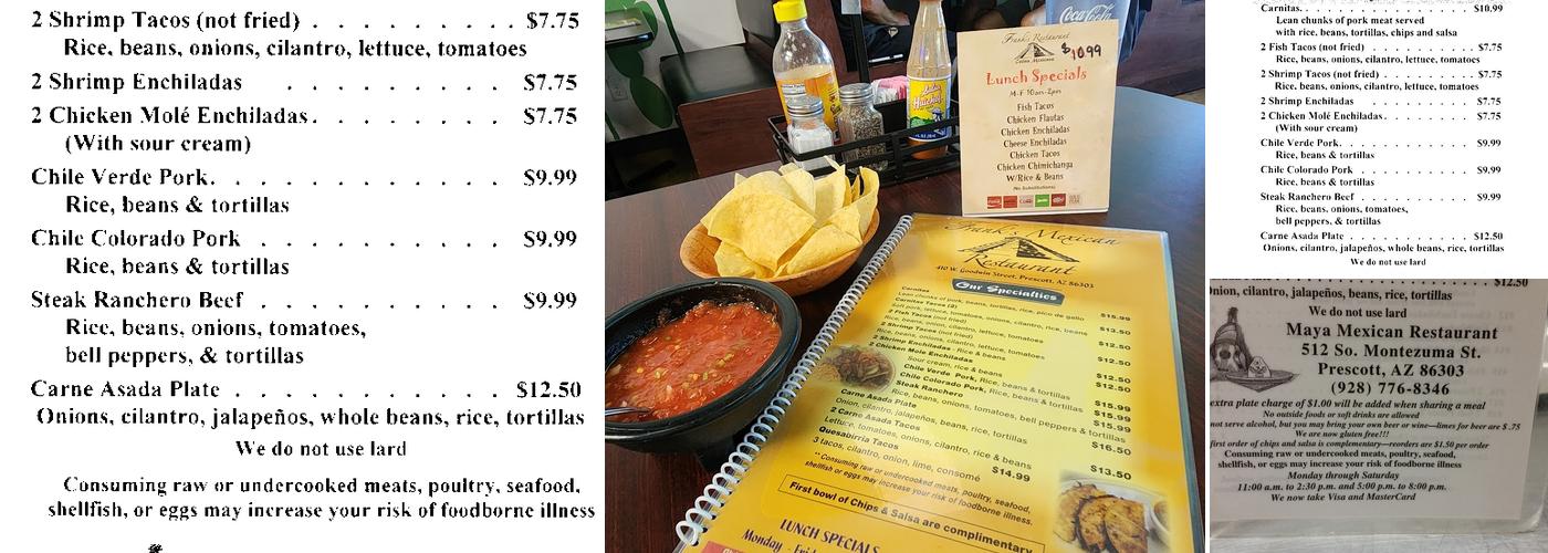 Maya Restaurant Menu