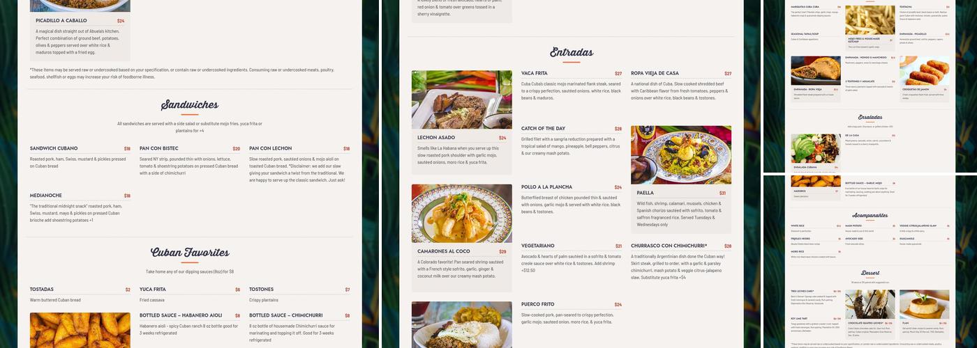 CUBA CUBA glendale Menu