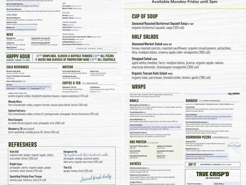 True Food Kitchen Menu