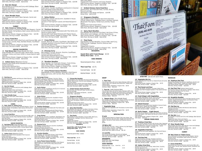 Thaifoon Menu