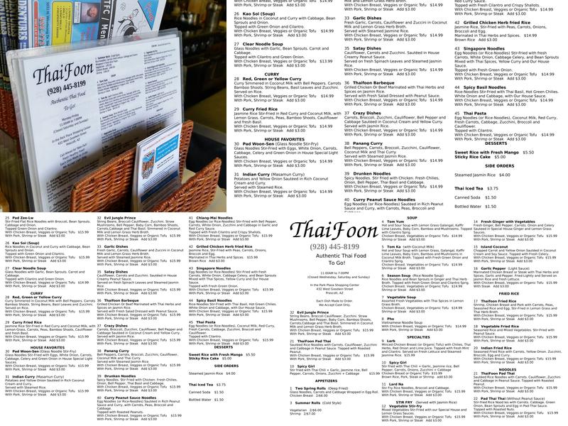 Thaifoon Menu