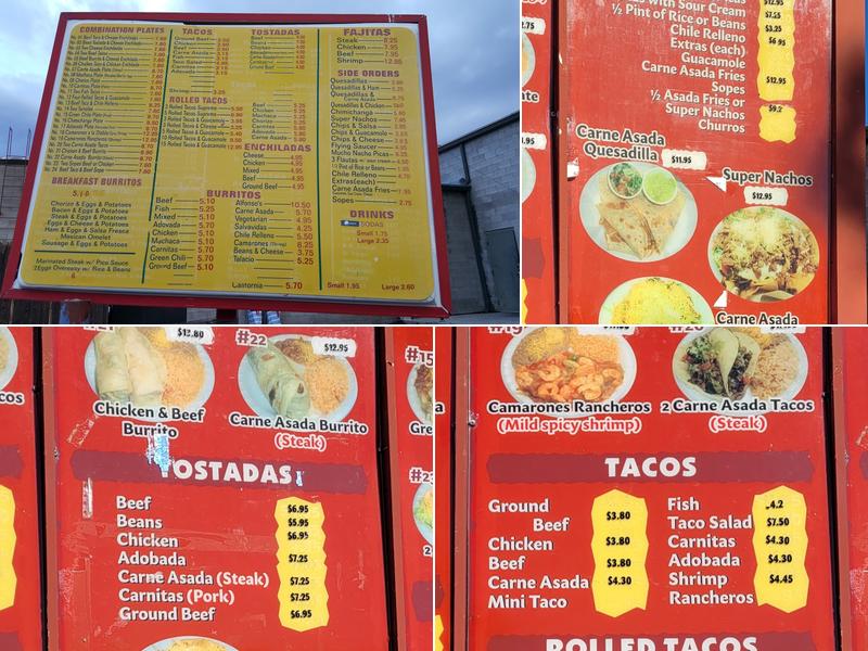 Alfonso's Mexican Food Menu