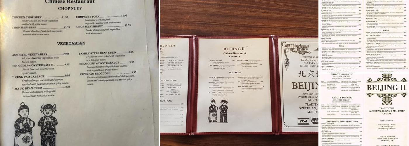 Beijing II Menu