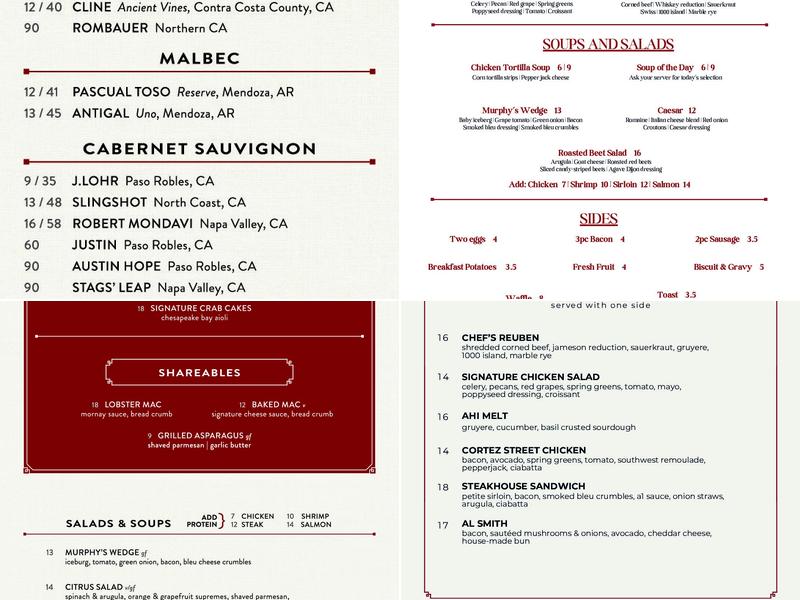 Murphy's Restaurant Menu