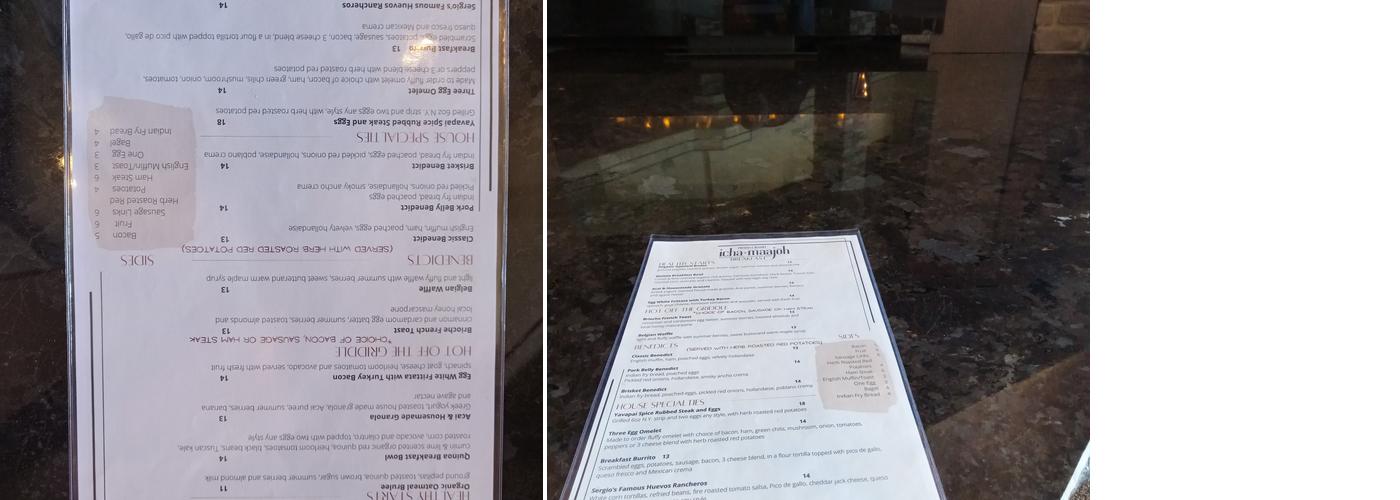 Icha Maajoh Menu