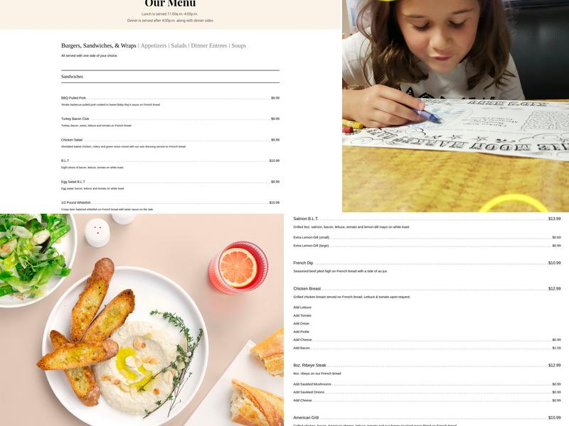 Junie Moon Cafe Menu