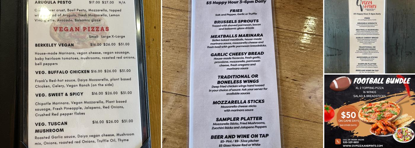 OV Pizza and Pints Menu