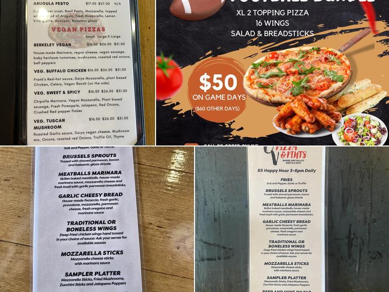 OV Pizza and Pints Menu