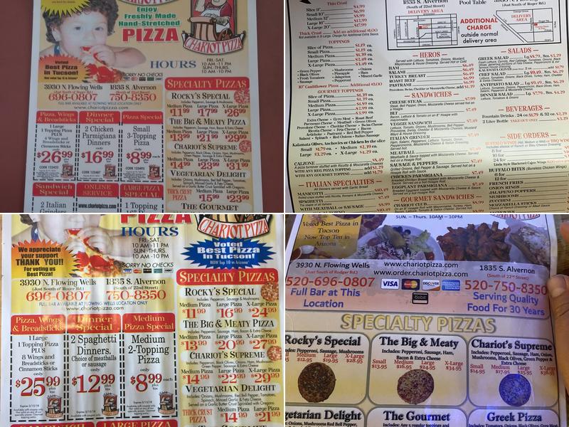 Chariot Pizza Menu