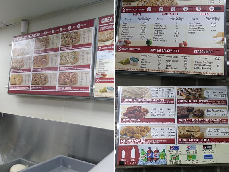 Papa Johns Pizza Menu