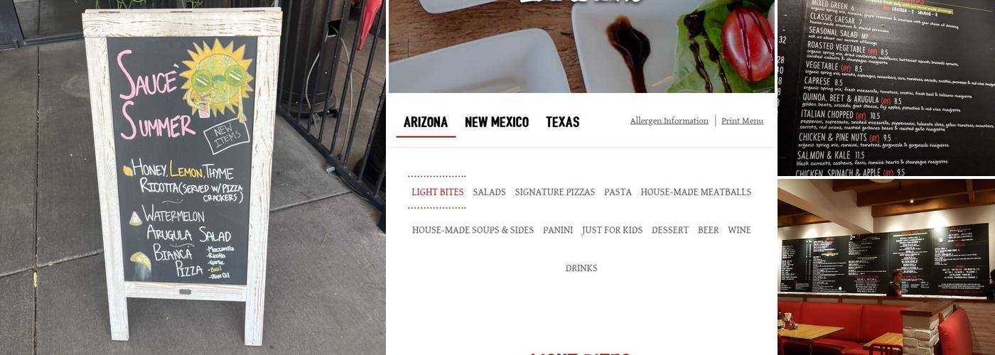 Sauce Pizza & Wine Menu