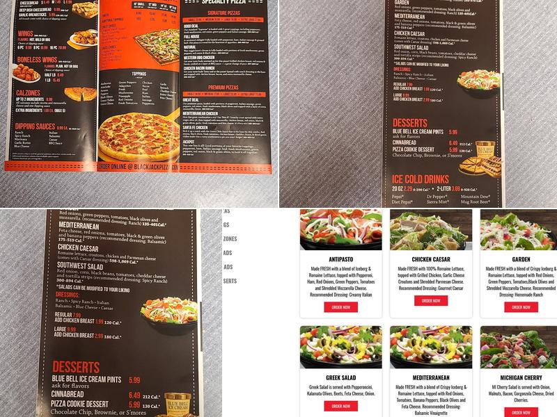 Blackjack Pizza & Salads Menu