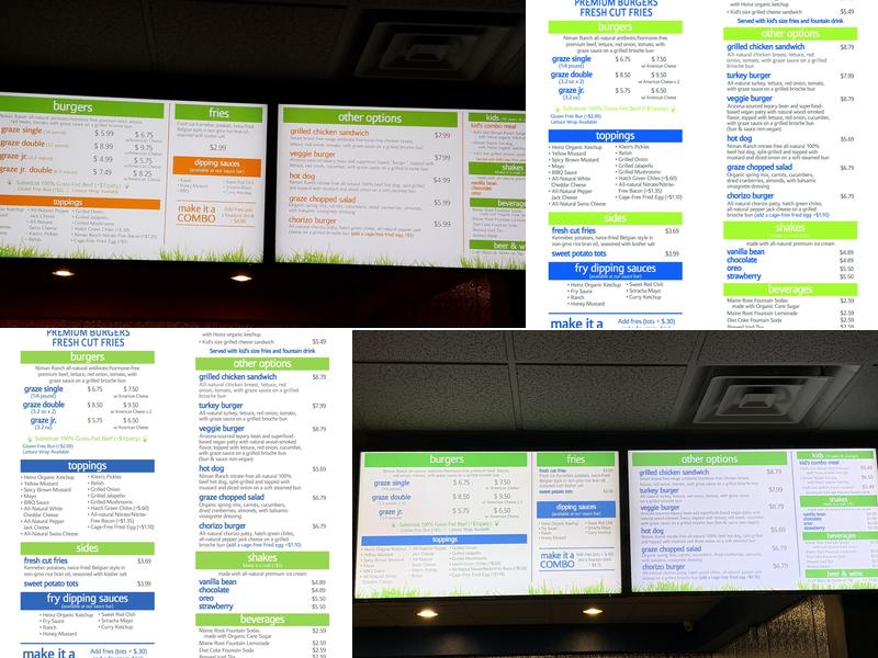 Graze Premium Burgers Menu