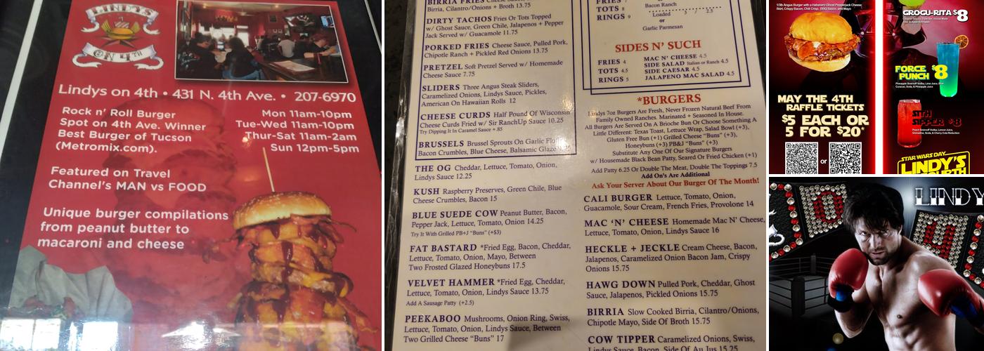 Lindy's on 4th Menu