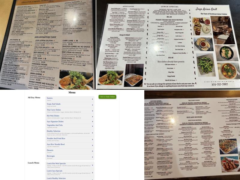 Jaya Asian Grill Menu