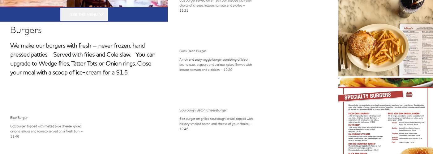 Sullivan's Eatery & Creamery Menu