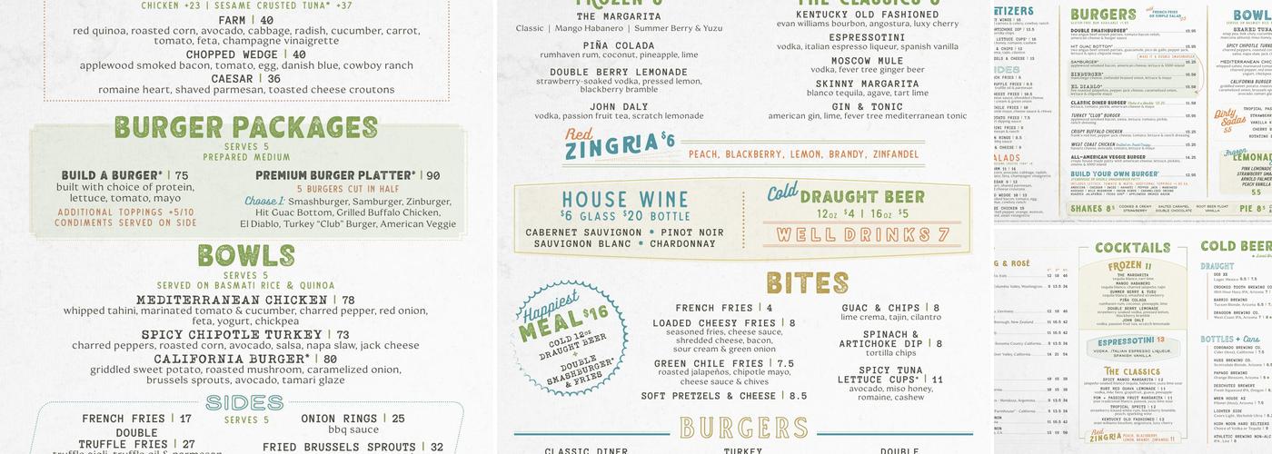 Zinburger Menu