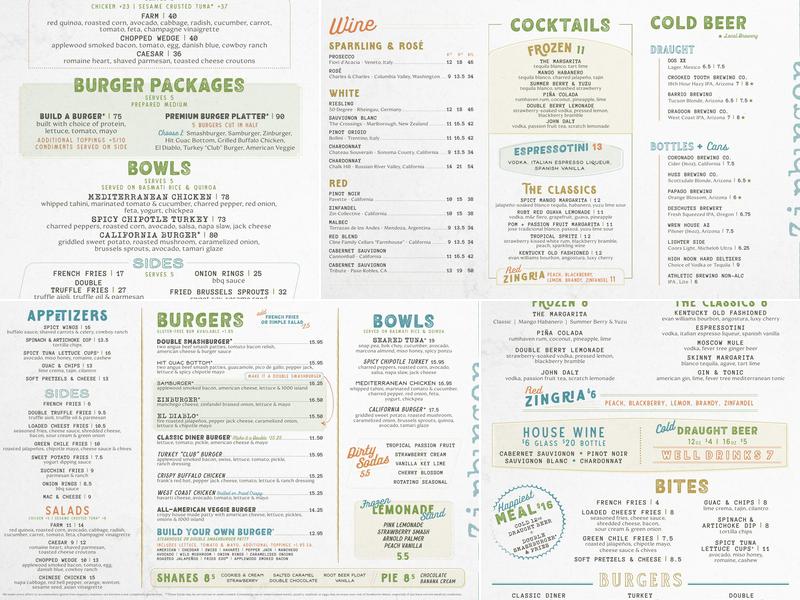 Zinburger Menu
