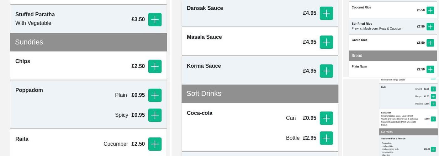 Mint Leaf Curry House Menu