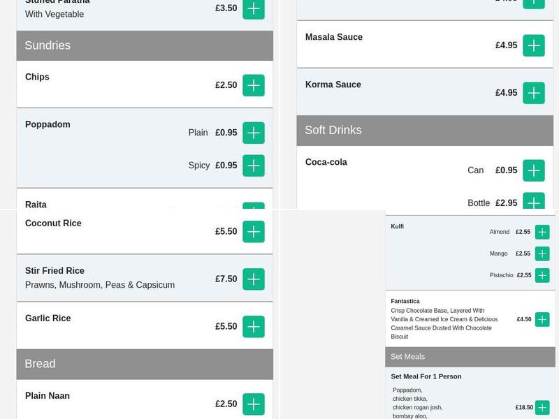 Mint Leaf Curry House Menu