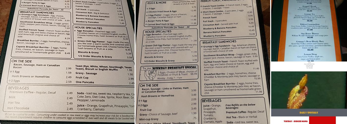 Grumpy's Grill Menu