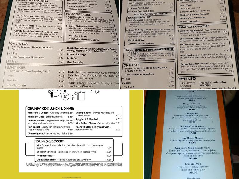 Grumpy's Grill Menu