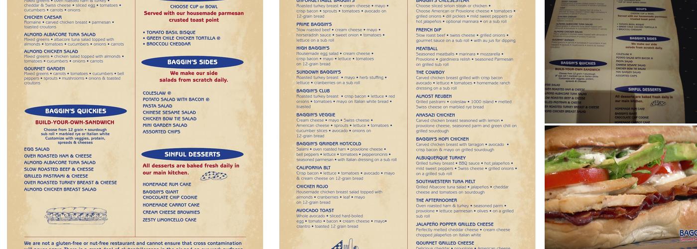 Baggin's Gourmet Sandwiches Arizona Pavilions Menu
