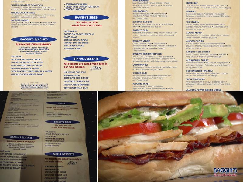 Baggin's Gourmet Sandwiches Arizona Pavilions Menu