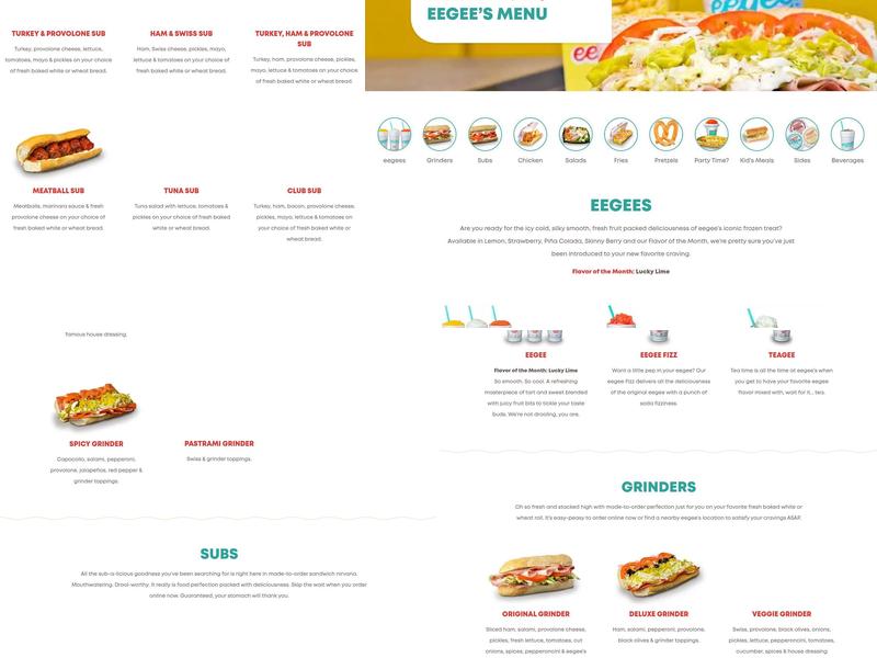 Eegee's Menu