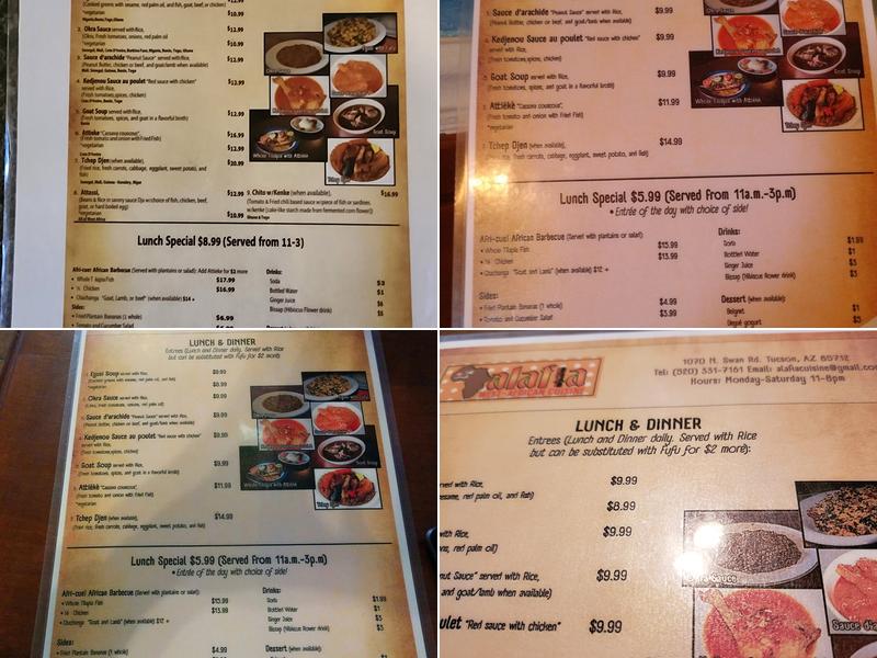 Alafia West African Cuisine Beninese Restaurant Menu