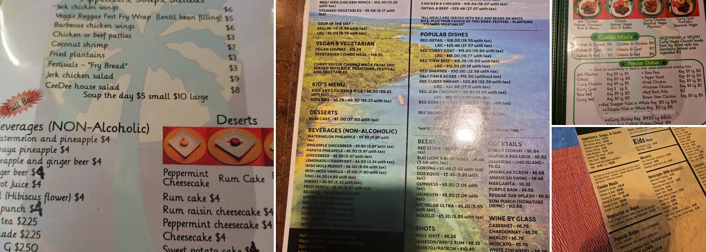 Ceedee Jamaican Kitchen Menu