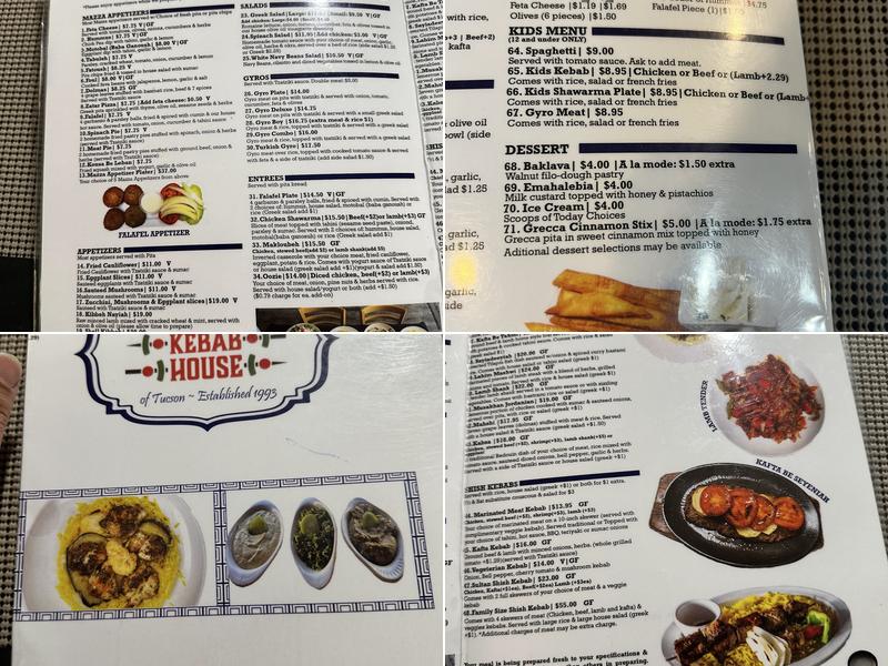 Shish Kebab House of Tucson Menu