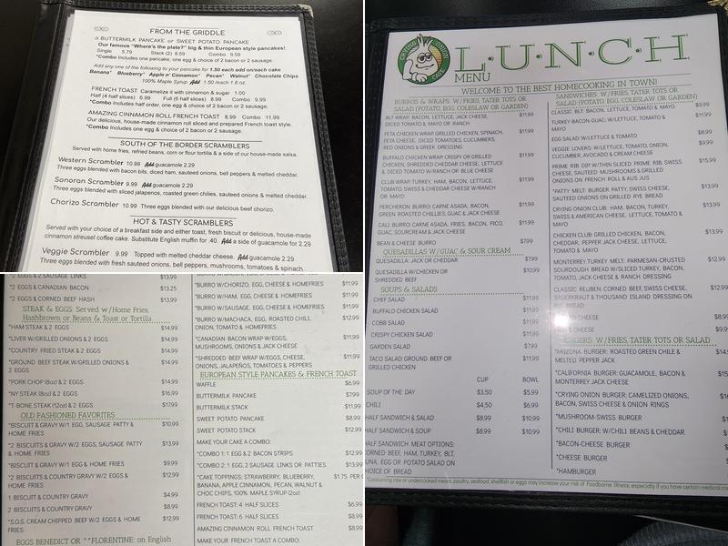 Crying Onion Cafe Menu