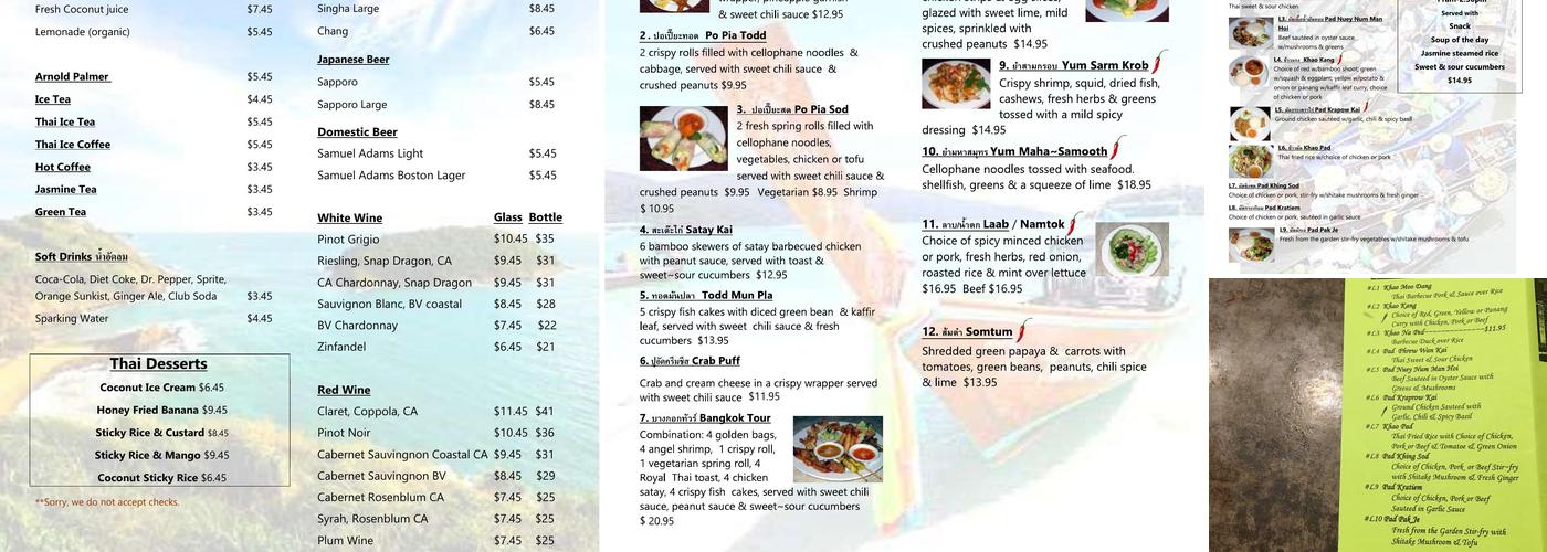 Bangkok Cafe Menu