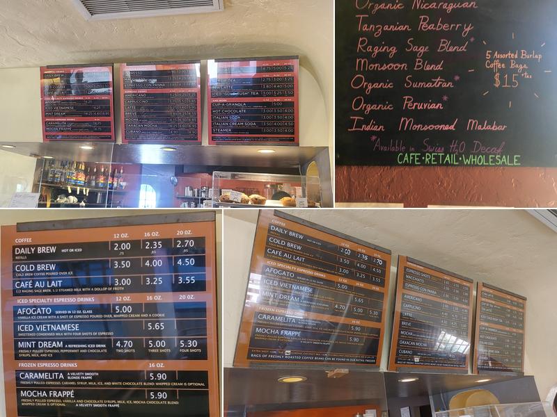 Raging Sage Coffee Roasters Menu