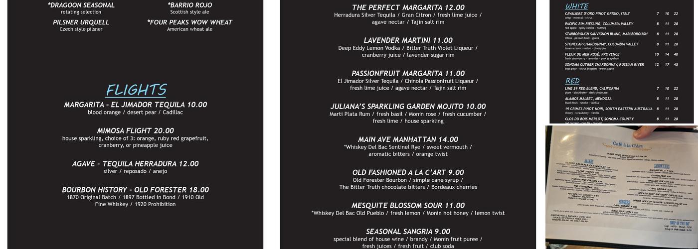 Café à La C'Art Menu