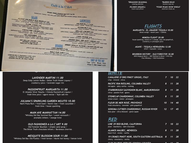 Café à La C'Art Menu