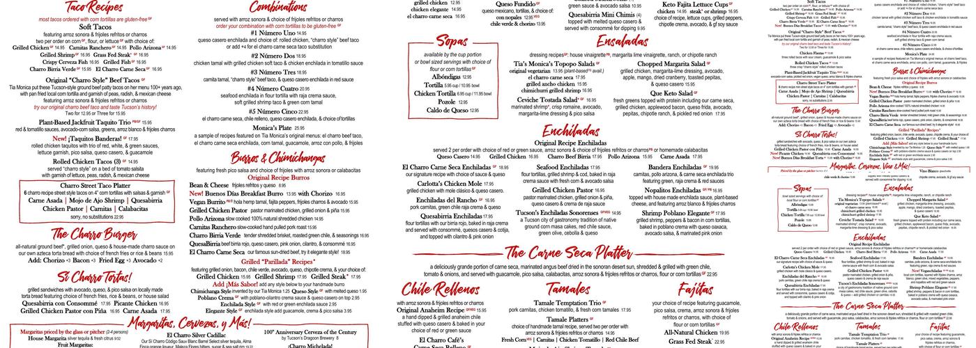 El Charro Cafe Ventana Menu
