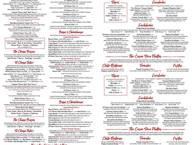 El Charro Cafe Ventana Menu