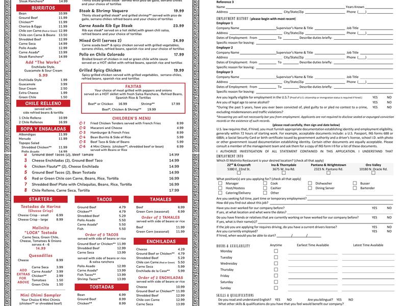 El Molinito Menu