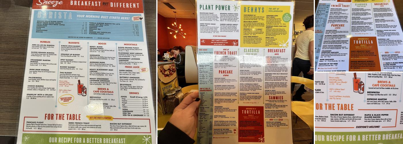 Snooze, an A.M. Eatery Menu