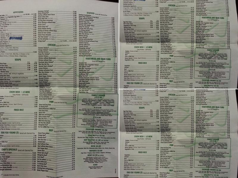 Jade Garden Chinese Restaurant Menu