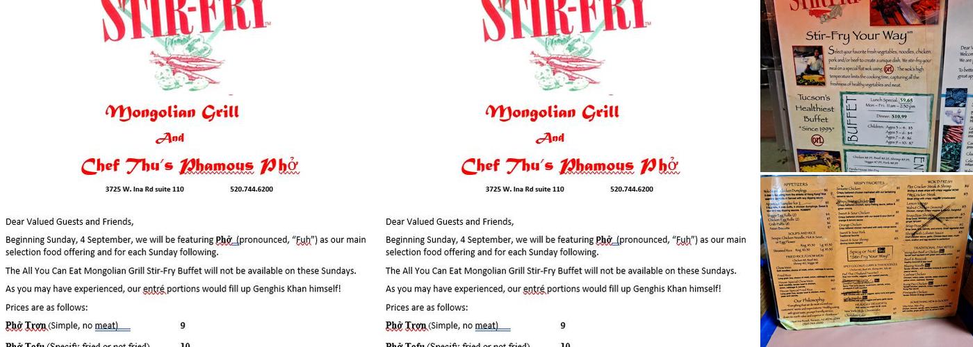 Panda House Stir-Fry Mongolian Grill Menu