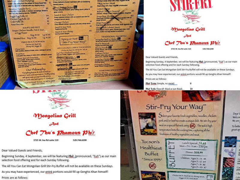 Panda House Stir-Fry Mongolian Grill Menu