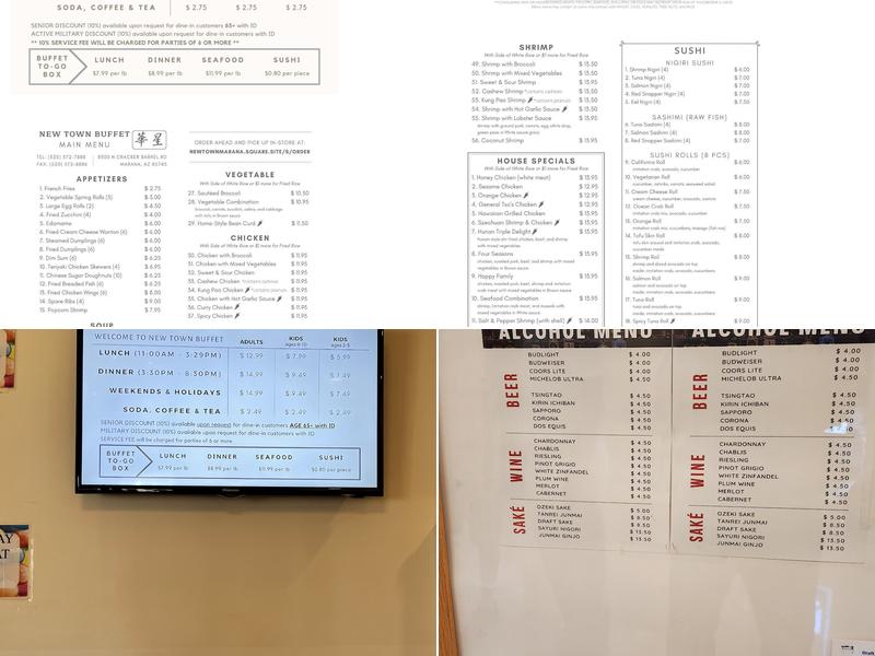 New Town Buffet Menu